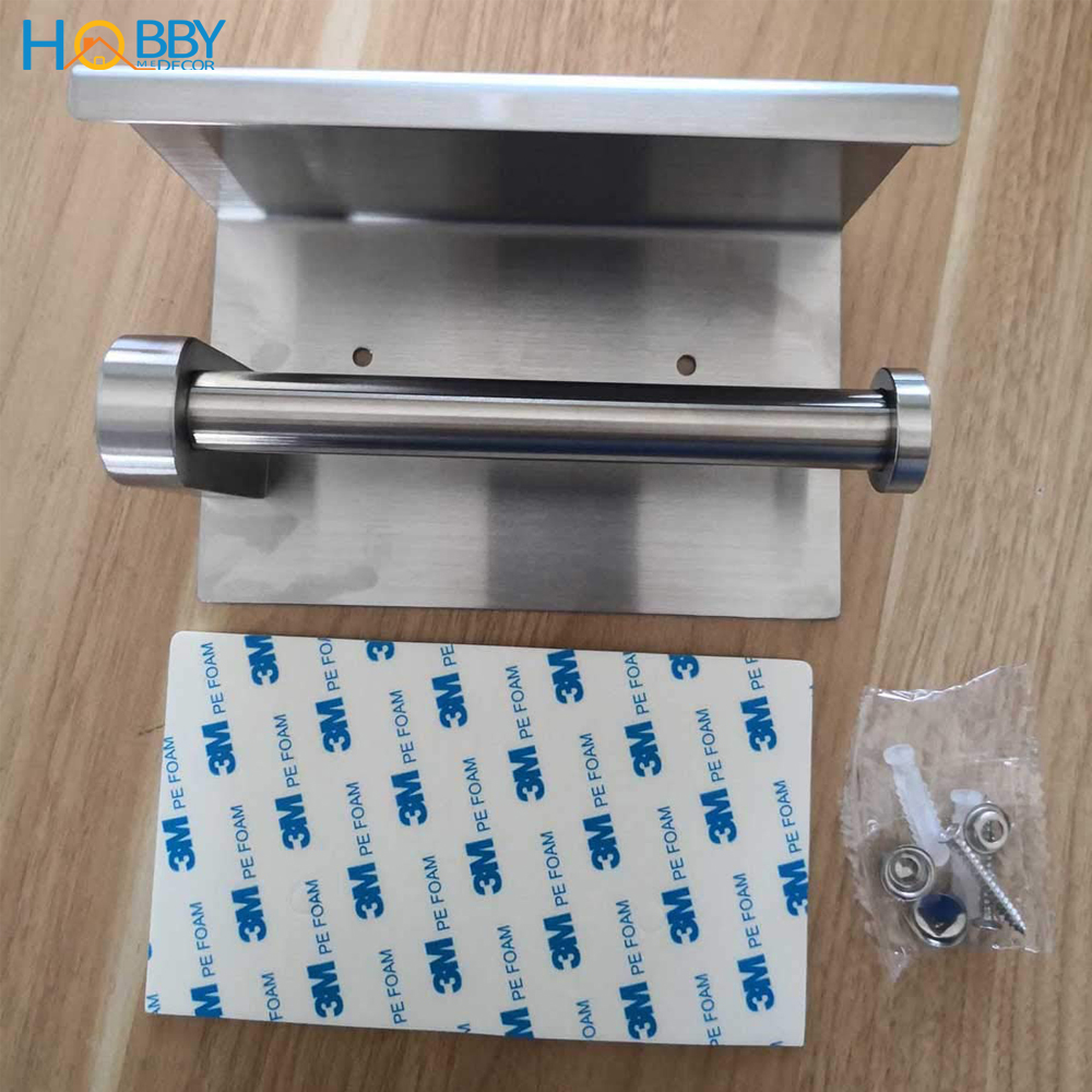 Kệ đựng cuộn giấy vệ sinh toilet có mái che nước dán tường phòng tắm Hobby Home Decor G3 kèm keo dán và đinh ốc