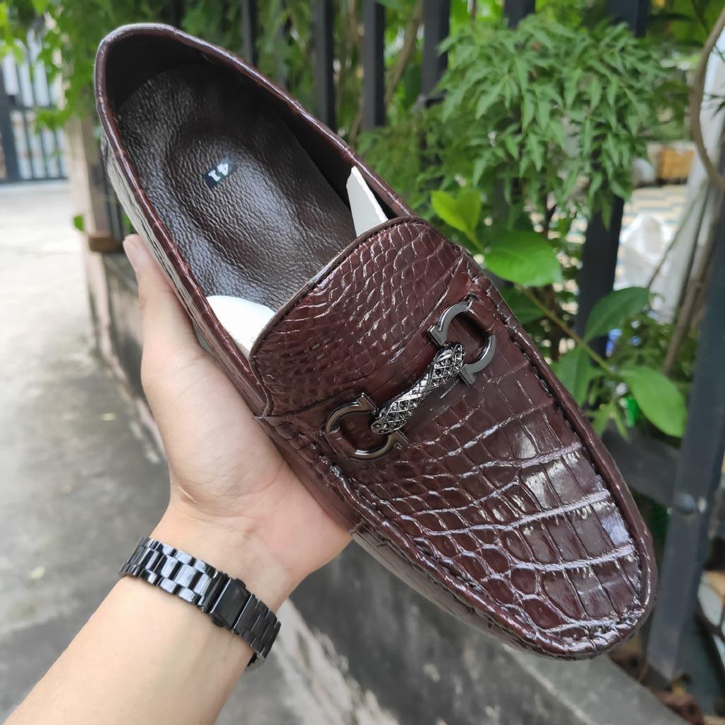 Giày Lười Da Bụng Cá Sấu
