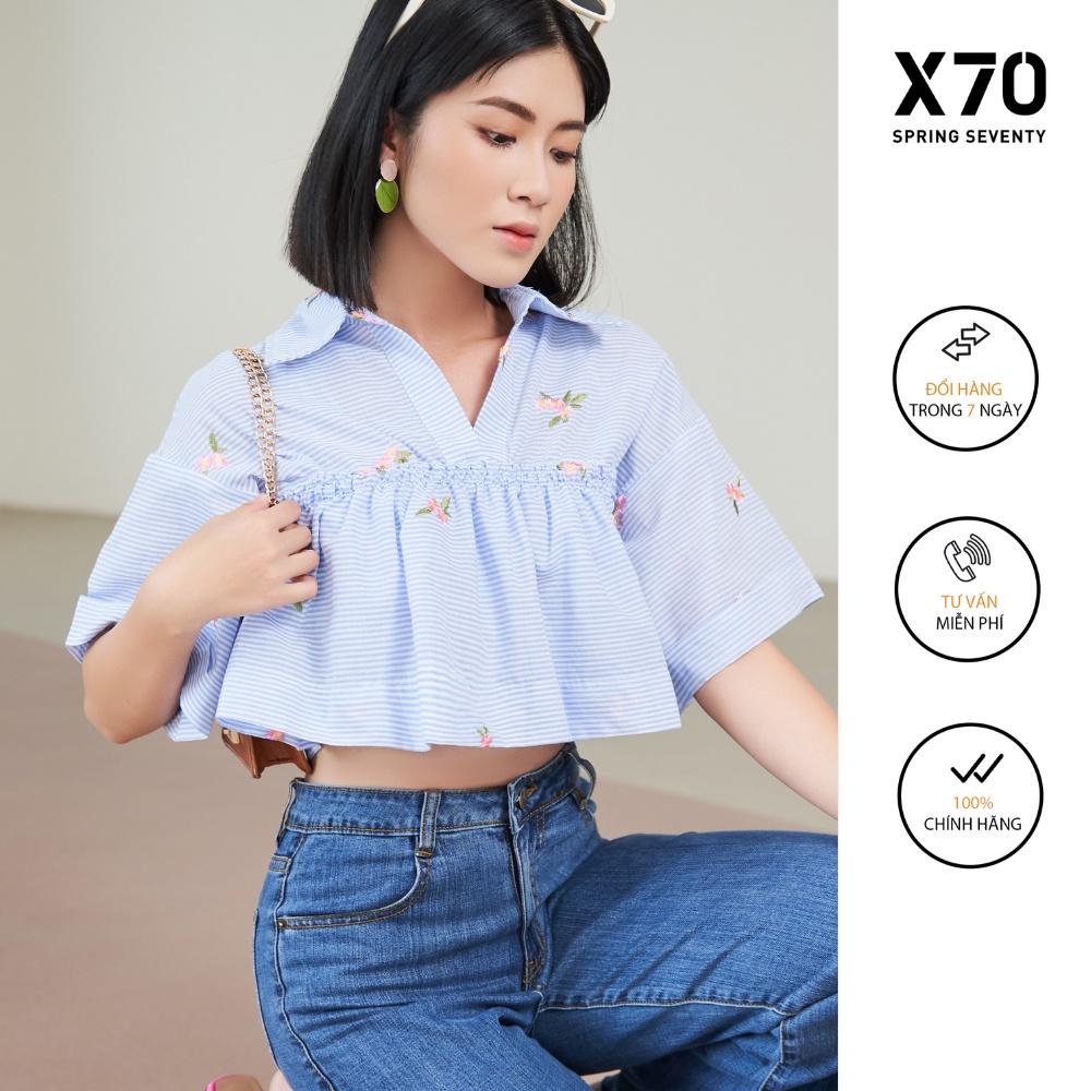 Áo Croptop Form Rộng Kiểu Nữ Thiết Kế Họa Tiết Kiểu Dáng Thời Trang X70 - 00580023