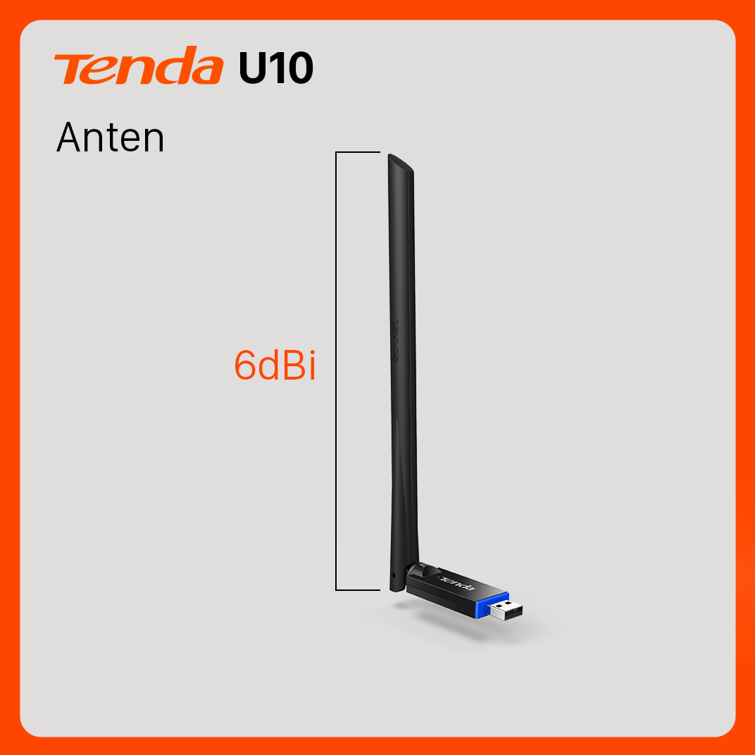 Tenda USB kết nối Wifi U10 chuẩn AC tốc độ 650Mbps - Hãng phân phối chính thức