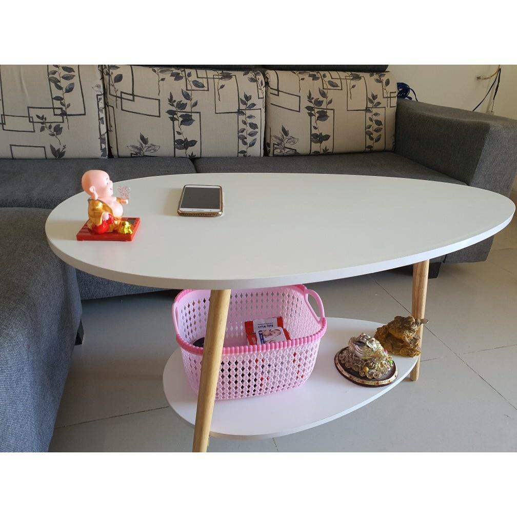 Bàn trà/sofa hình Trứng 2 tầng phong cách Bắc Âu