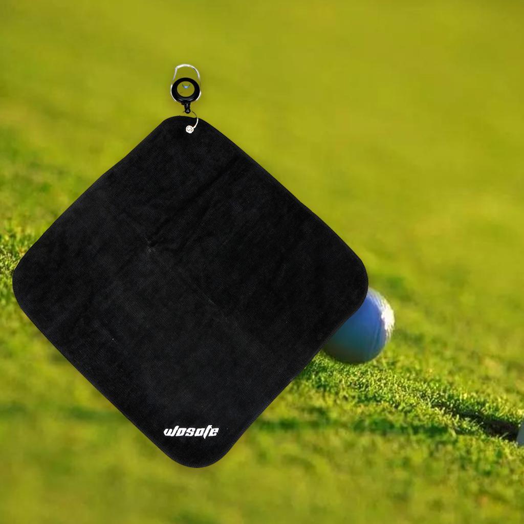 2x30x30cm Microfiber Golf Towel Sweat-absorbent Wiping Cloth Sports Black