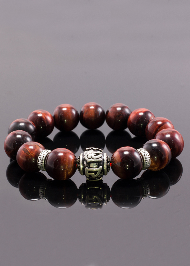 Vòng tay đá thạch anh mắt hổ phối charm lục tự bạc Ngọc Quý Gemstones