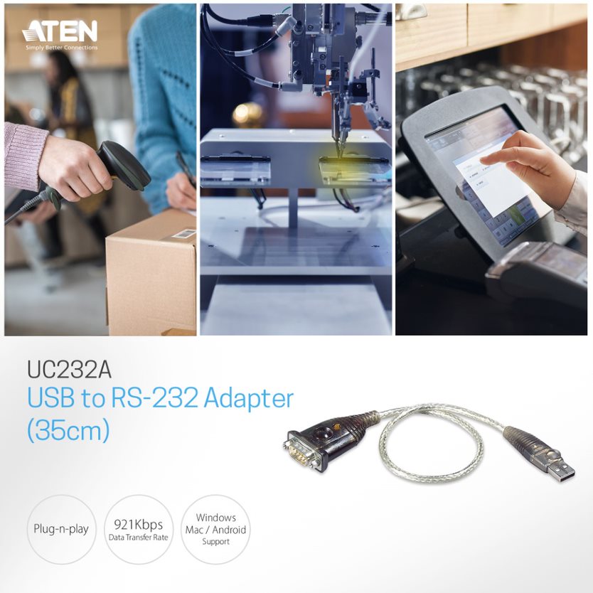 Cáp chuyển đổi USB sang RS232 Adapter - Aten UC232A- Hàng chính hãng
