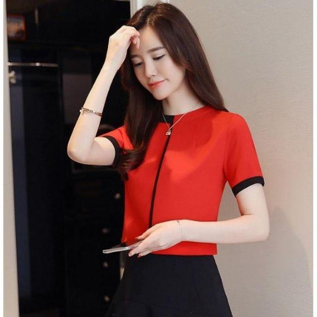 Áo sơ nữ tay ngắn chất vải lụa ngọc trai mềm không nhăn -TA91