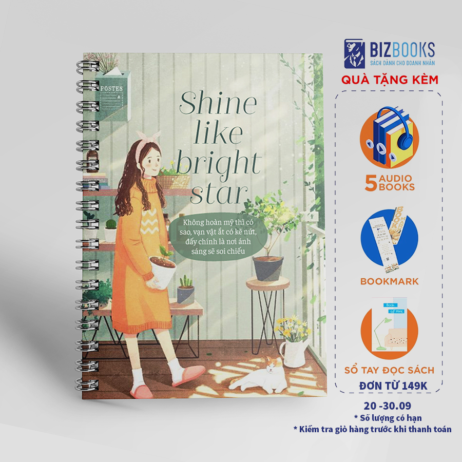 Sổ Tay Ghi Chép Lò Xo Shine Like Bright Star - Giấy Kẻ Ngang 160 Trang, Khổ 13x19 cm