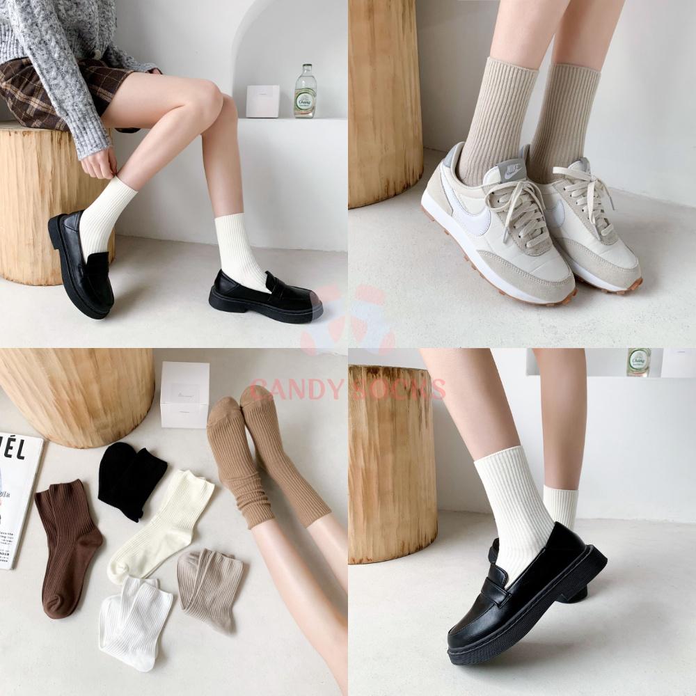 Tất nữ vớ nữ cổ trung, Set 5 đôi tất nữ phong cách Hàn Quốc, co dãn 4 chiều, chất liệu cotton Hàn cao cấp TN-179