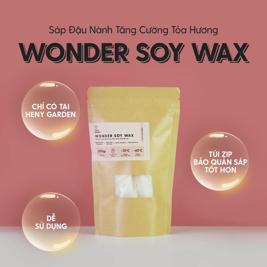 Sáp Đậu Nành Làm Nến 1KG (Soy Wax 1KG) Heny Garden – Nguyên Liệu Làm Nến Thơm Handmade, Tặng Kèm Mẫu Thử Tinh Dầu Với Mỗi Đơn Hàng