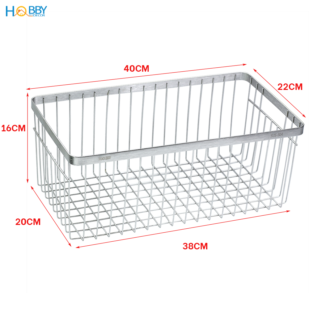 Rổ đựng đồ nhà bếp Inox 304 Hobby Home Decor KR1 không rỉ sét - 2 size tùy chọn