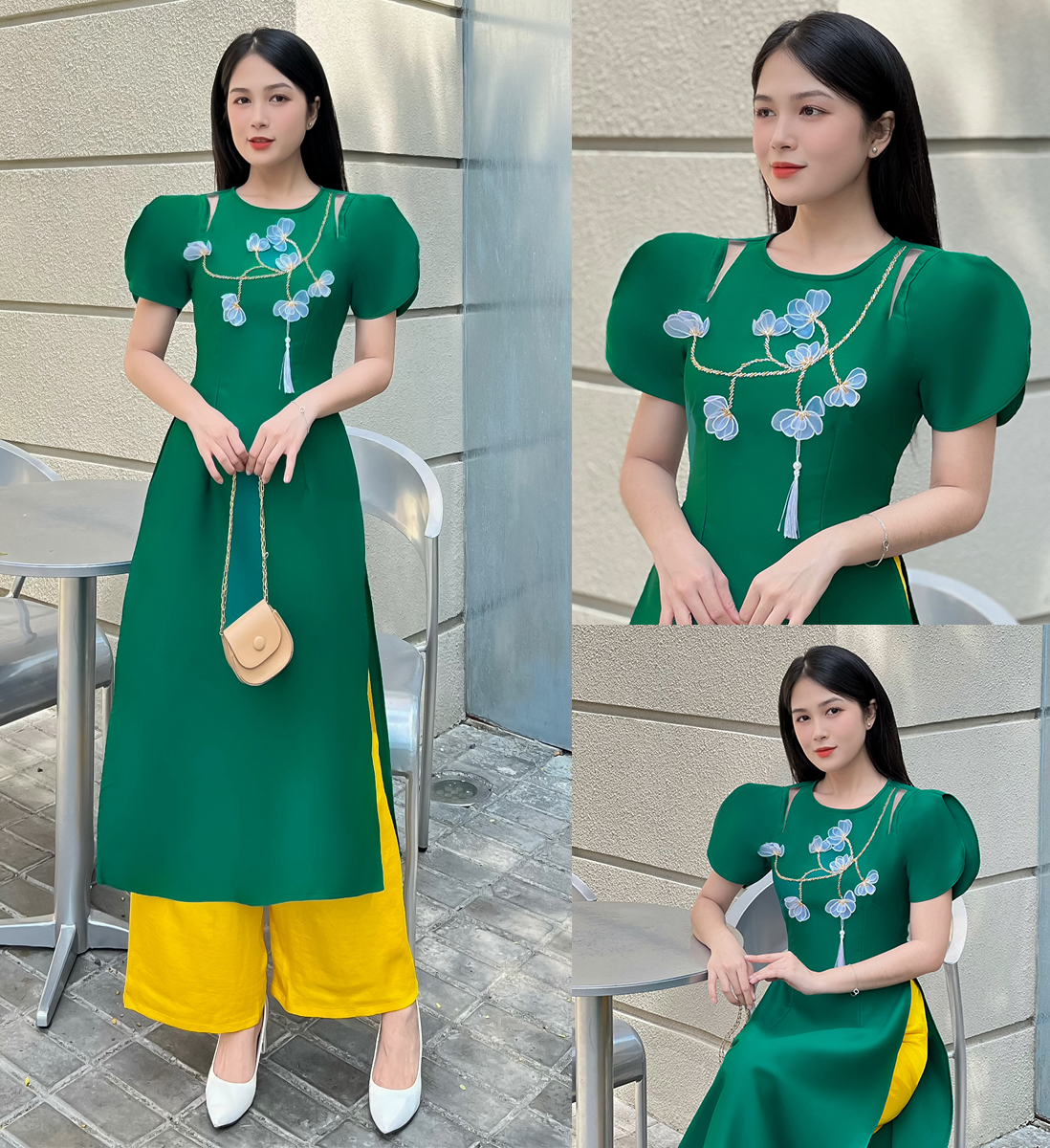 [HCM] Áo dài tapta thun kết hoa xinh xỉu AD032 - Khánh Linh Style