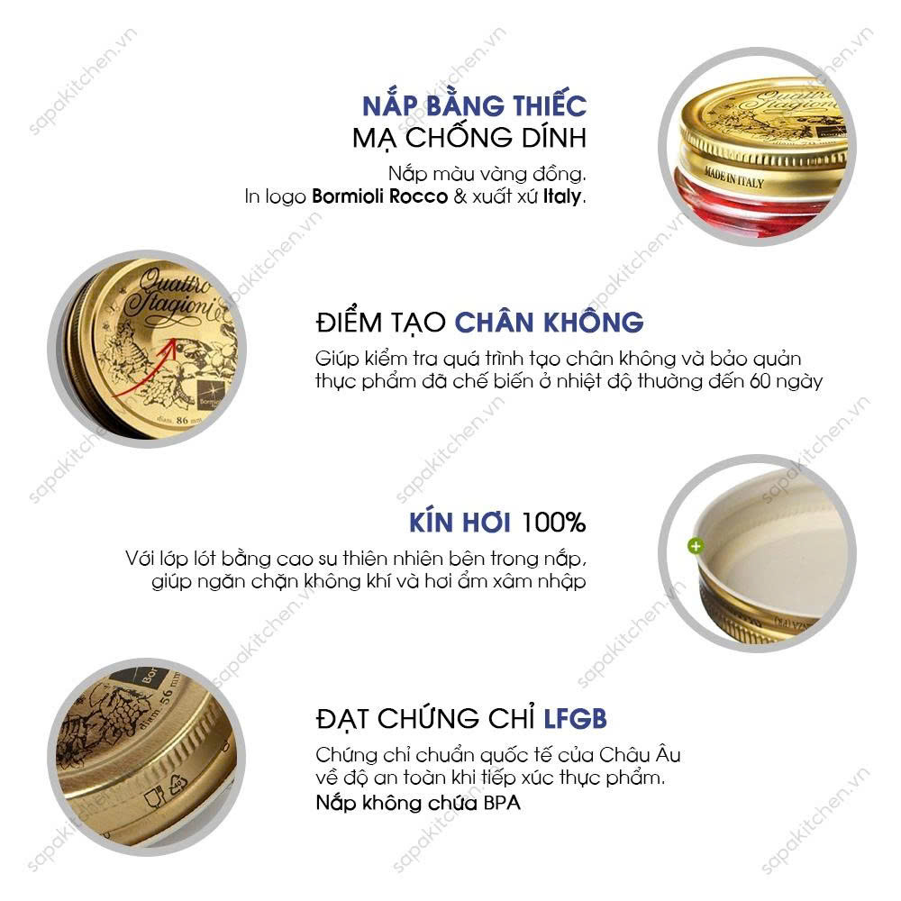 Bộ 3 nắp thủy tinh thay thế cho hũ Quattro đường kính 56mm