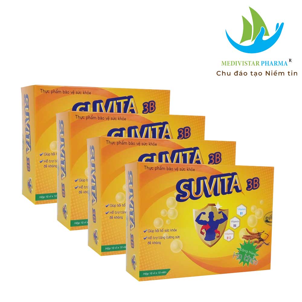 Combo 4 Hộp Viên Đạm Bổ SUVITA Bổ Sung Vitamin Tăng Cường Sức Khỏe, Nâng Cao Đề Kháng, Giúp Cơ Thể Dẻo Dai 100 Viên/Hộp