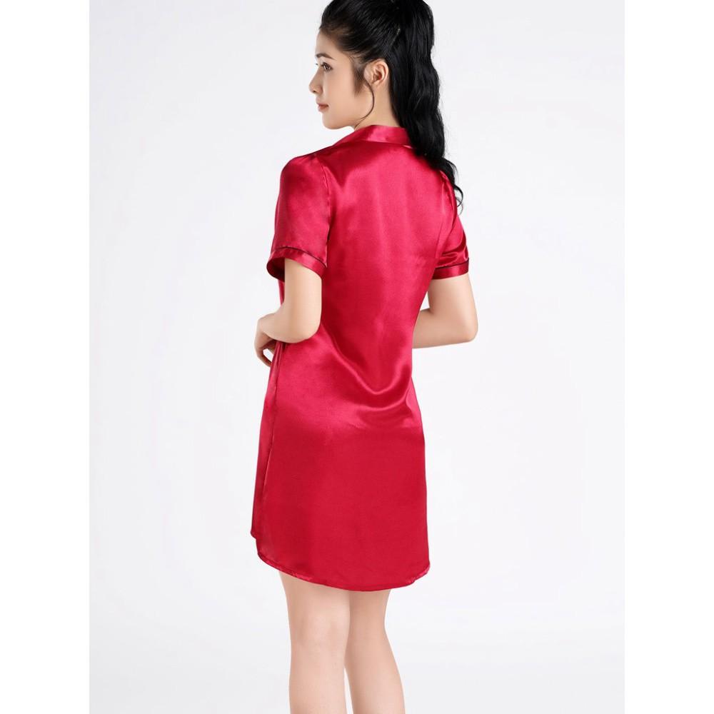 Đầm pijama satin tay ngắn Vera-0116