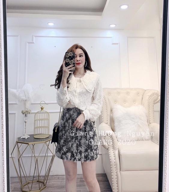 ÁO SƠ MI REN LÔNG CỔ BÈO CAO CẤP