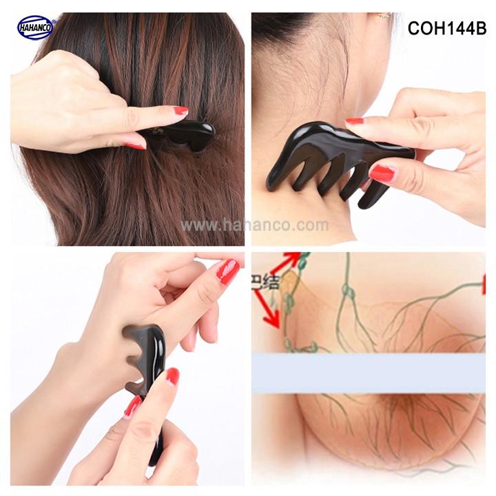 Lược sừng đen 5 răng mát xa (Size: S - 9cm) COH144B - Massage đầu giúp lưu thông khí huyết - Chăm sóc tóc