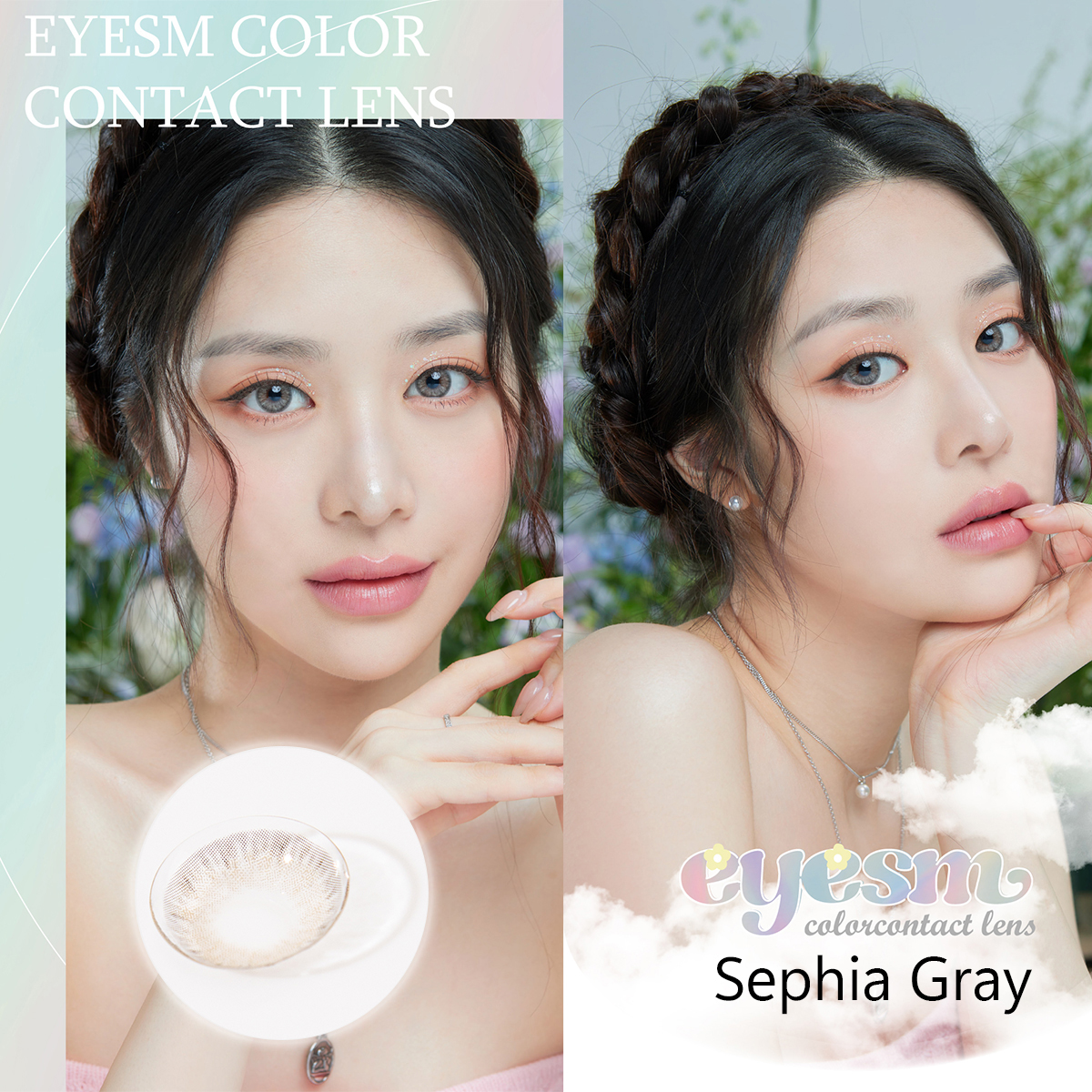 Lens áp tròng Eyesm Sephia Gray - Lens mắt màu xám khói, sử dụng 1-6 tháng