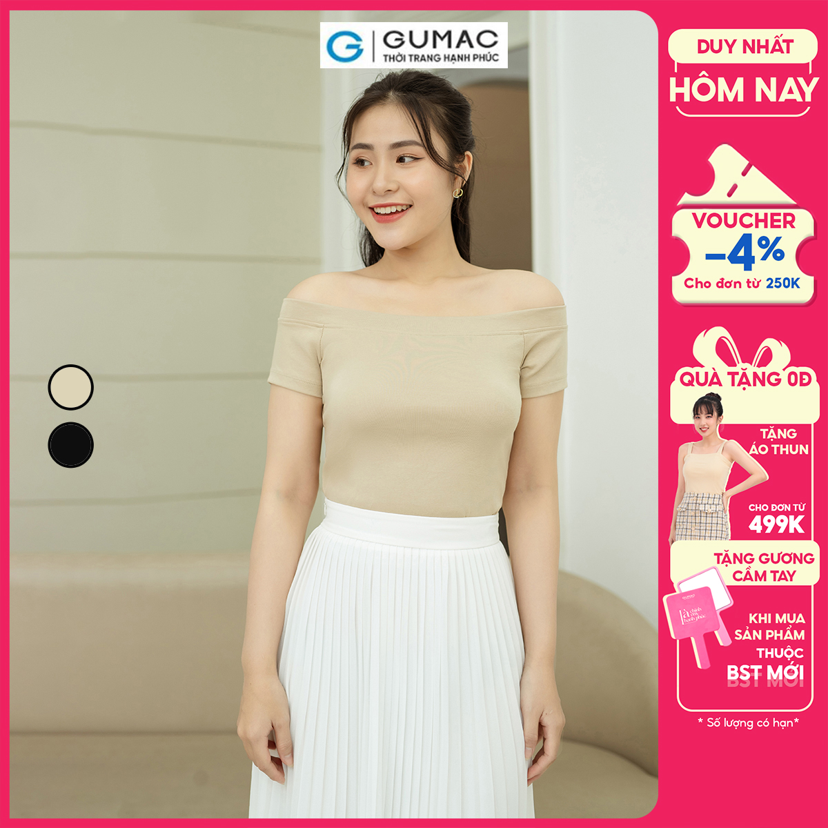 Áo thun ôm tay ngắn GUMAC ATD08051