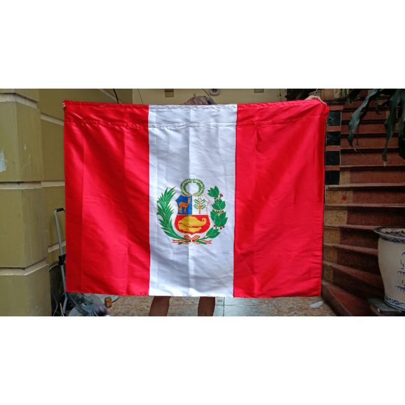 Quốc kỳ Peru 1x1,5m in chuyển nhiệt may theo yêu cầu