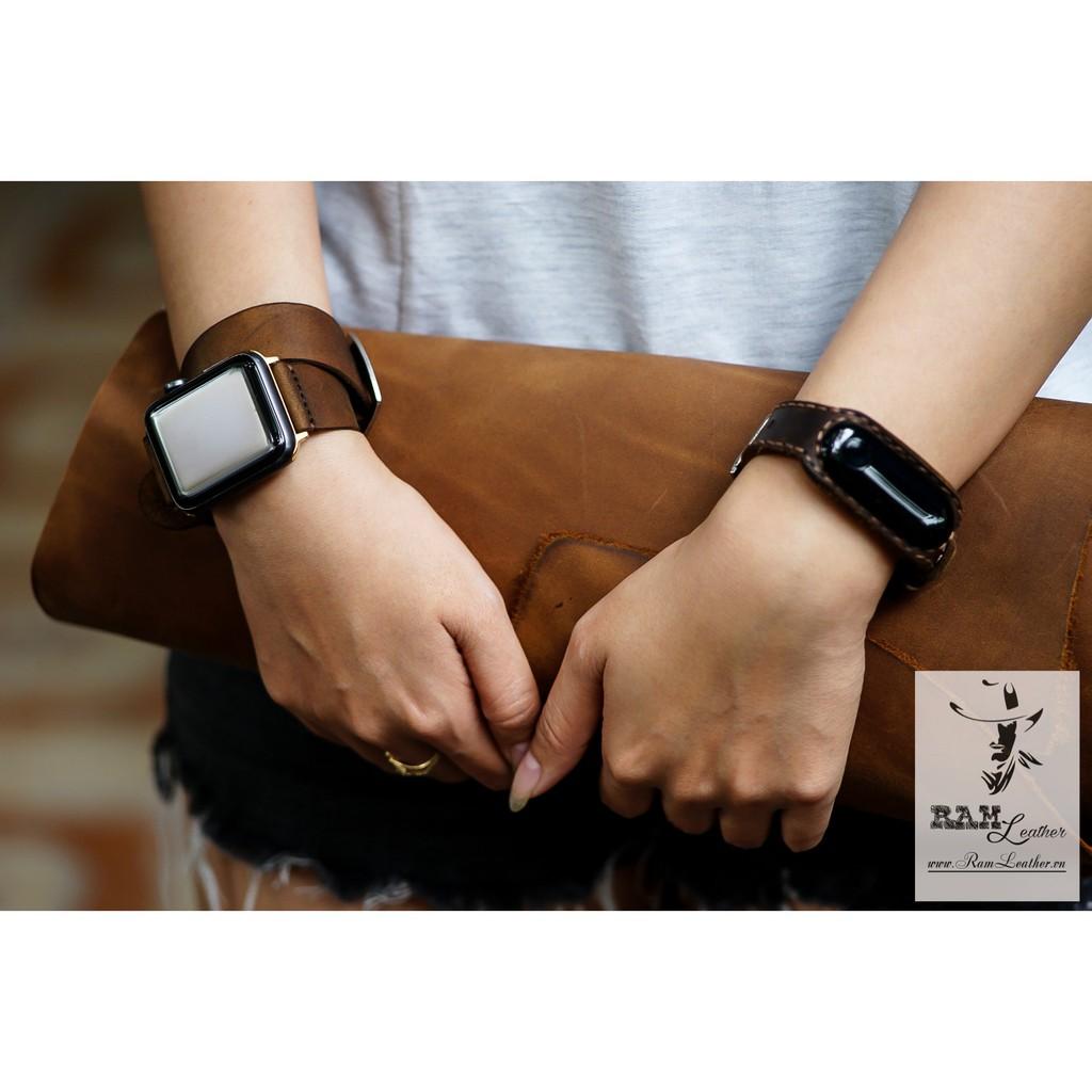DÂY APPLE WATCH DA BÒ THẬT DOUBLE STRAPS CAO CẤP - CHÍNH HÃNG RAM LEATHER-SIZE APPLE WATCH 38/40 ,42/44