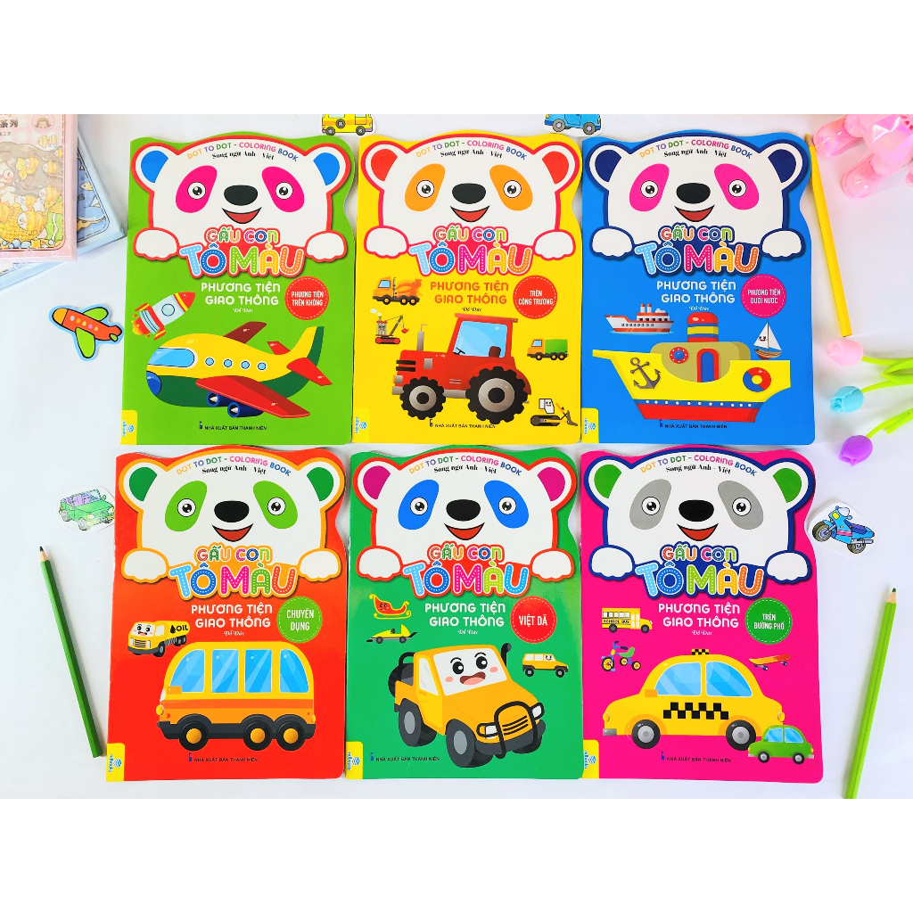 Sách - Combo 6 Cuốn Gấu Con Tô Màu: Phương Tiện Giao Thông - ndbooks