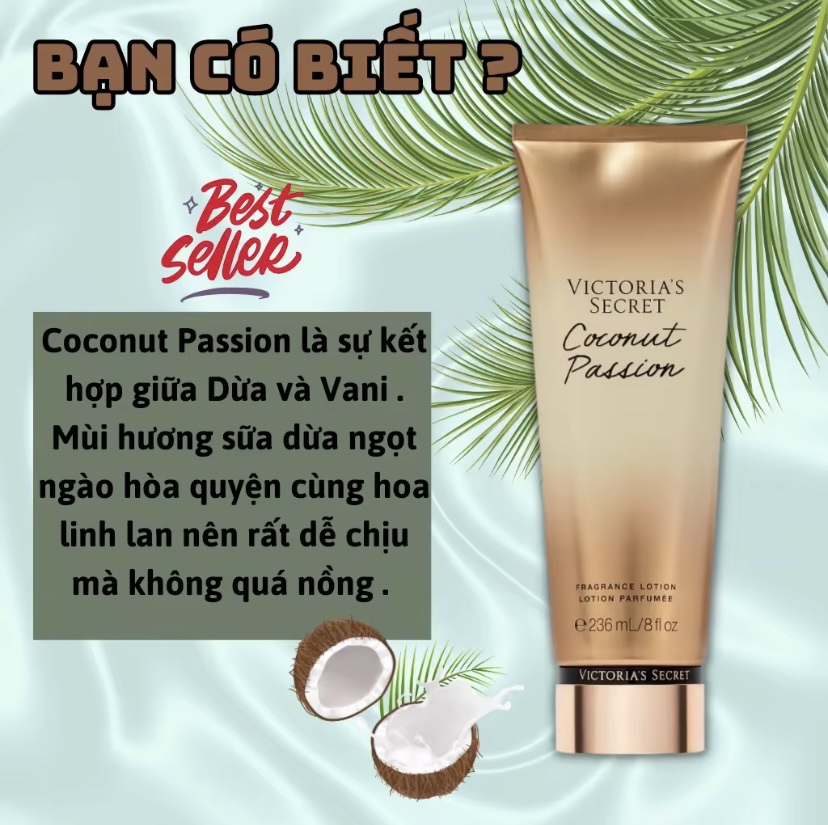 Victoria Secret Coconut Passion Chính Hãng - Body Mist Victoria Secret Coconut Passion 250ml &amp; Lotion Victoria Secret Coconut Passion 236ml Chính Hãng