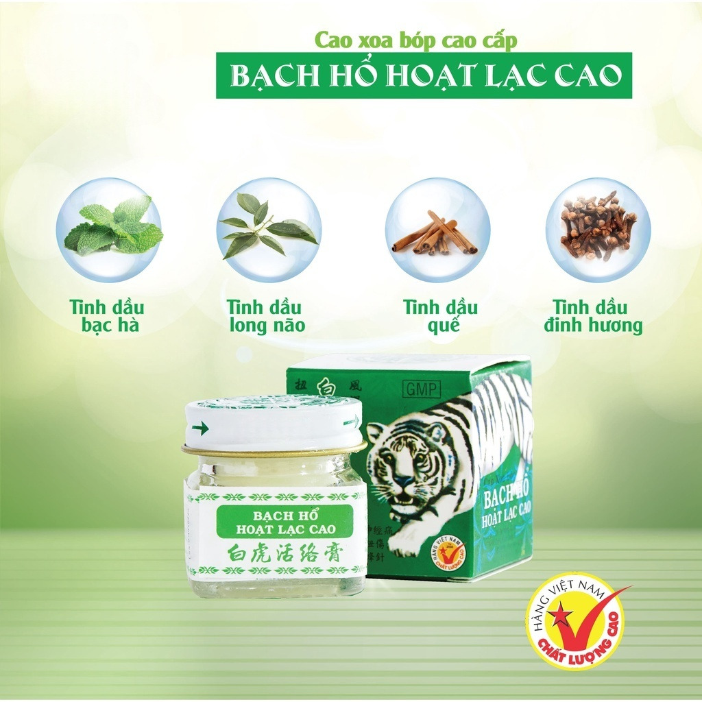 Cao Xoa Bóp Bạch Hổ Hoạt Lạc Cao 20g - Giảm đau nhức xương khớp, bong gân, mỏi cổ vai gáy, đau lưng, thần kinh toạ.
