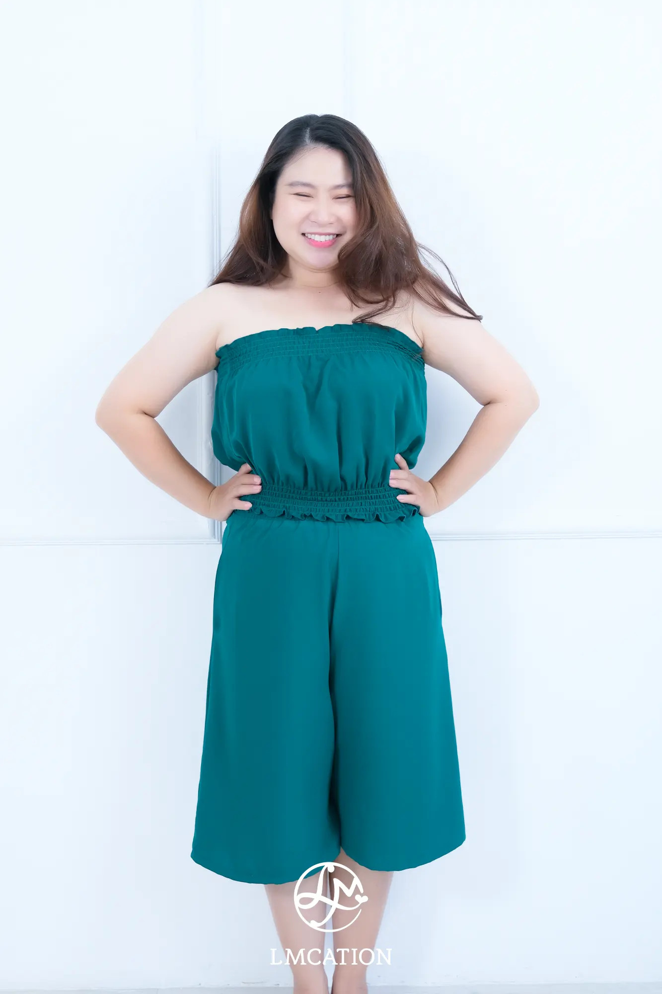 Đồ Bộ Mặc Nhà LMcation - Áo ống Carol &amp; Quần váy lửng Vera - Xanh lá cây