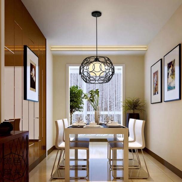 Đèn thả lồng sắt fi 30cm kèm bóng led 5w DT
