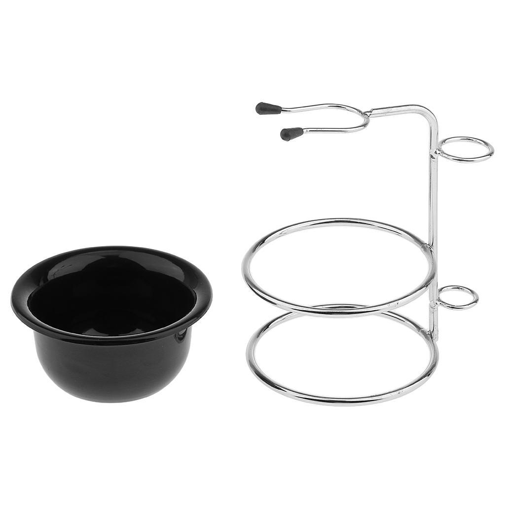 2-3pack Stainless Steel Shaving Brush Razor Stand Holder & Acrylic Shaving Bowl
