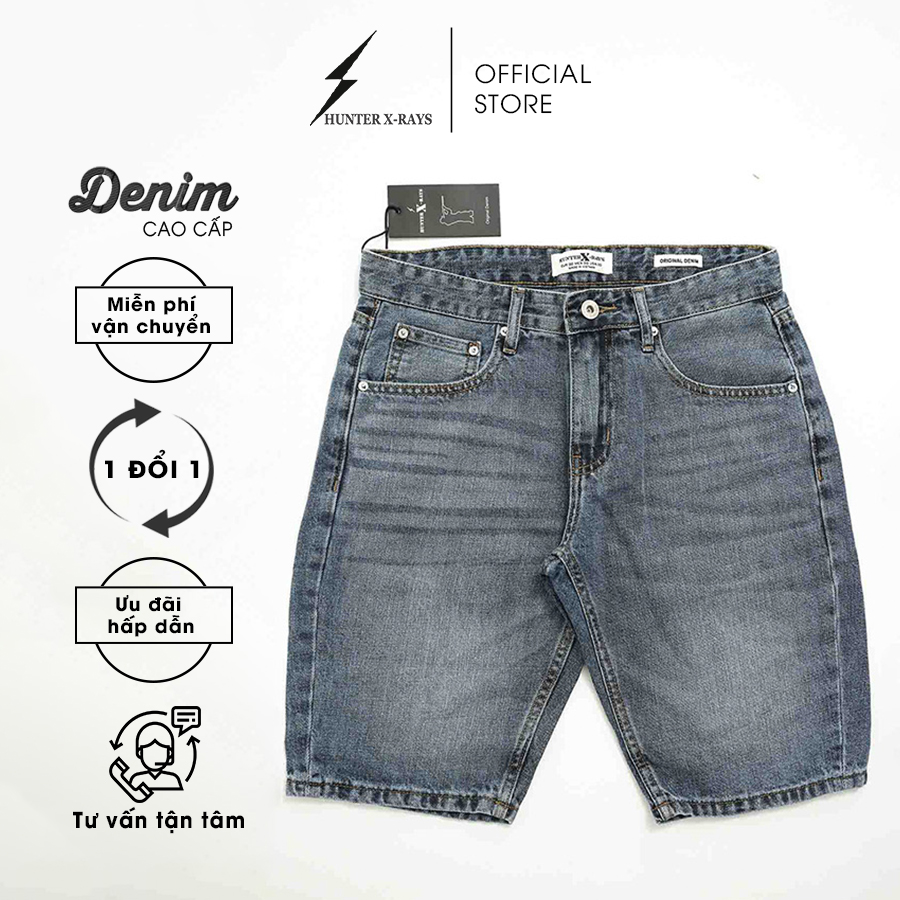 Quần Short Jeans Nam Cao Cấp HUNTER X-RAYS Form Slimfit Cotton MàuXanh Nhạt S41