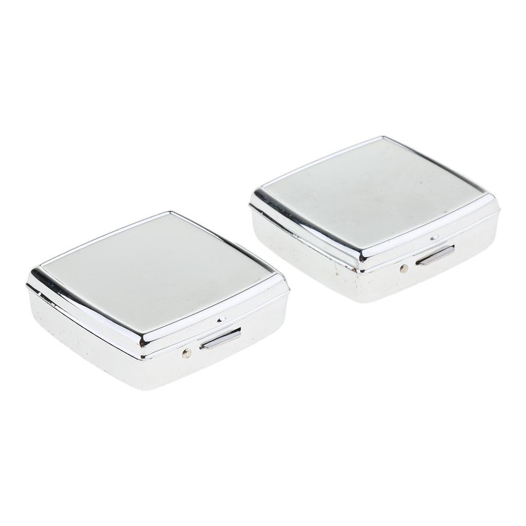 2 Pieces Pillbox Tray Box Made Of Polished Stainless Steel - 01