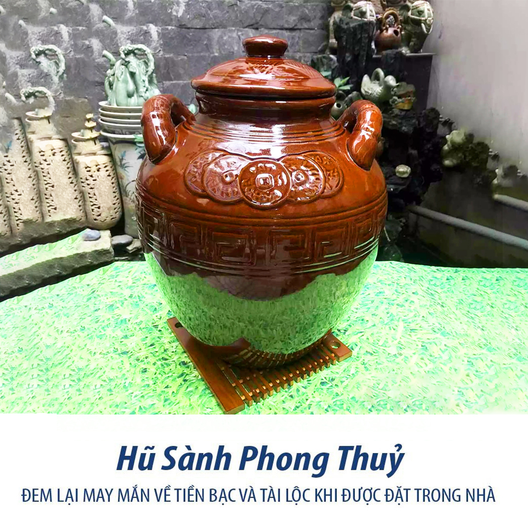 Hủ Sành Đựng Gạo, Ngâm Rươu Tráng Men Màu Nâu Mật