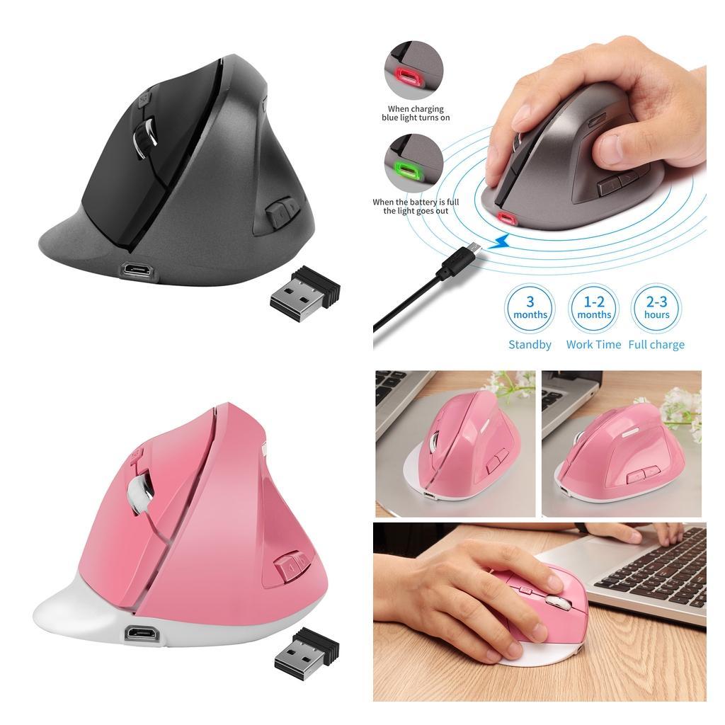2PCS Wireless USB Gaming Mouse Optical Vertical Mice Easy to Use