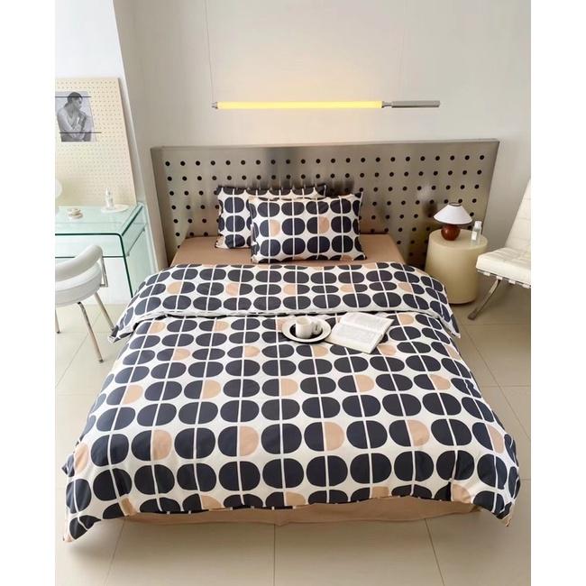 Set Cotton Living Hàng Nhập Khẩu Cao Cấp 4 Món Xám Tam Giác Hiện Đại