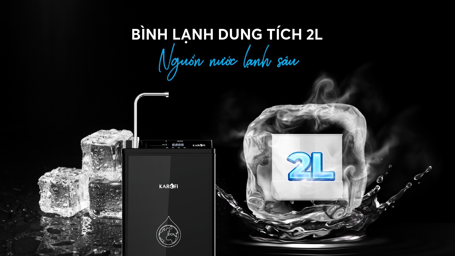 Máy lọc nước nóng lạnh Karofi 10 lõi lọc công nghệ làm lạnh Block KAD-D88 hàng chính hãng