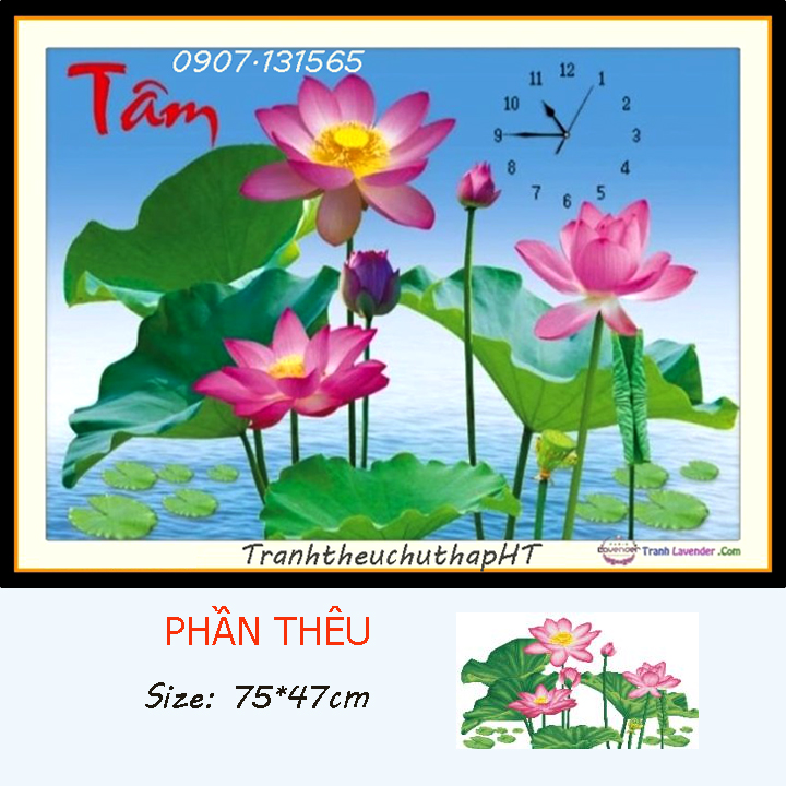 Tranh thêu chữ thập - Tranh đính đá chữ tâm 90*50cm - tự đính