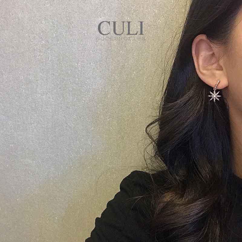 Khuyên tai, hoa tai chuôi bạc S925 hình mặt trời đính đá xinh xắn phong cách Hàn Quốc HT636 - Culi accessories