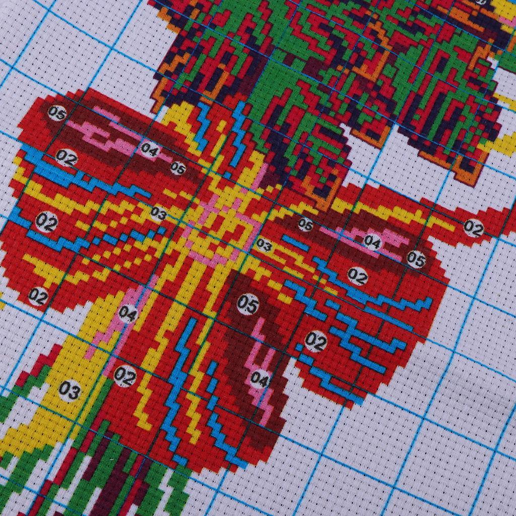 DIY Stamped Cross Stitch Kits Pre-Printed Roses Bouquet Pattern Embroidery