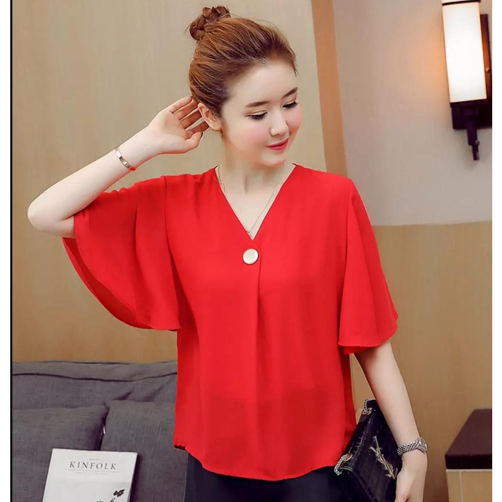 Áo Kiểu Cindy Tay Loe Công Sở Xinh Đẹp ÁO KIỂU NỮ CÔNG SỞ