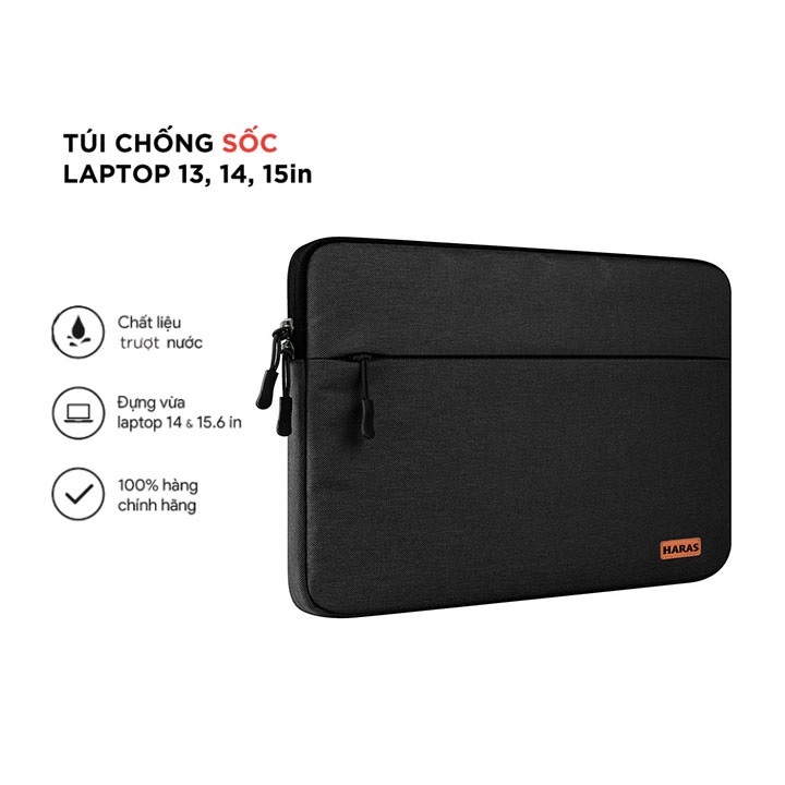 Túi Chống Sốc HARAS 13 inch 14inch 15inch Bảo Vệ Laptop Macbook Màu Xám Hai Ngăn