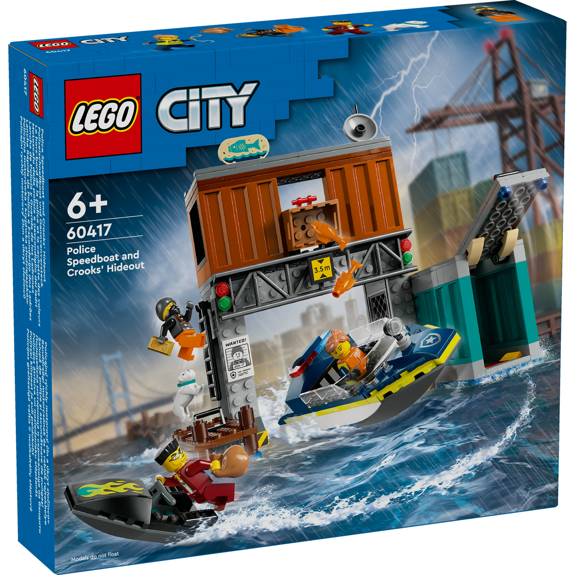 LEGO CITY 60417 Đồ chơi lắp ráp Tàu cảnh sát và hang ổ tội phạm (311 chi tiết)