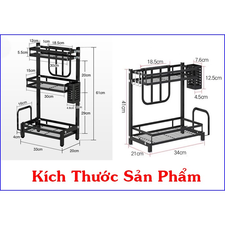 Kệ Đựng Gia Vị 2/3 tầng, Kệ hũ gia vị để bát đũa dao thớt, đồ dùng nhà bếp.