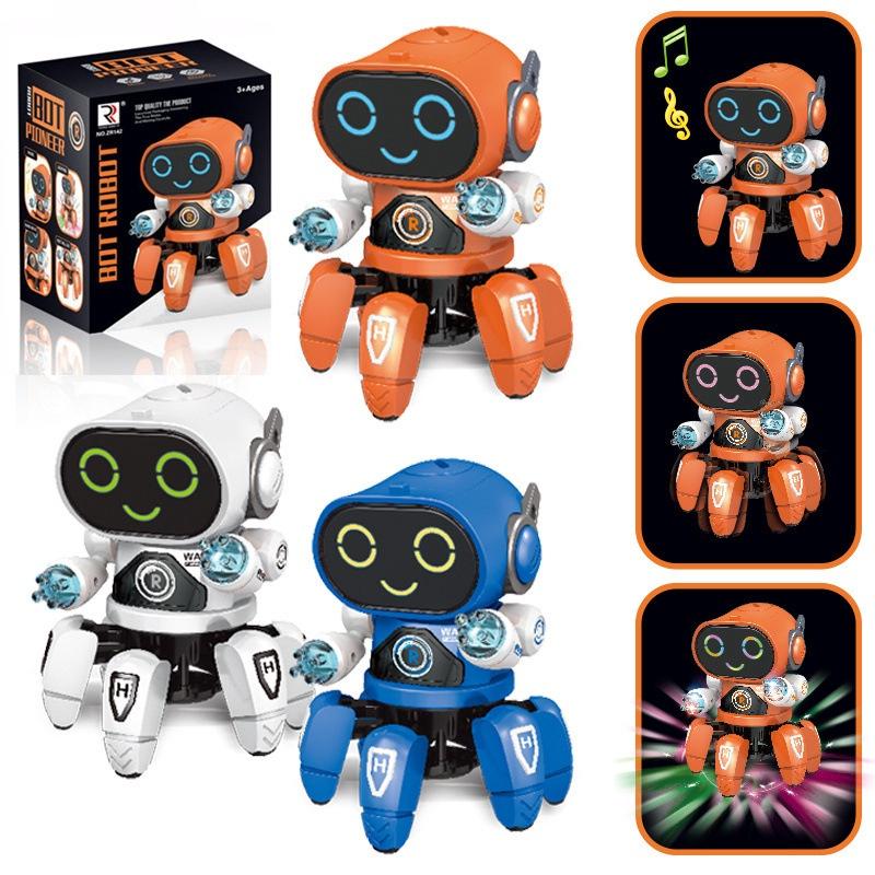 Đồ chơi Robot 6 chân nhảy theo nhạc, có đèn LED cực vui nhộn cho các bé