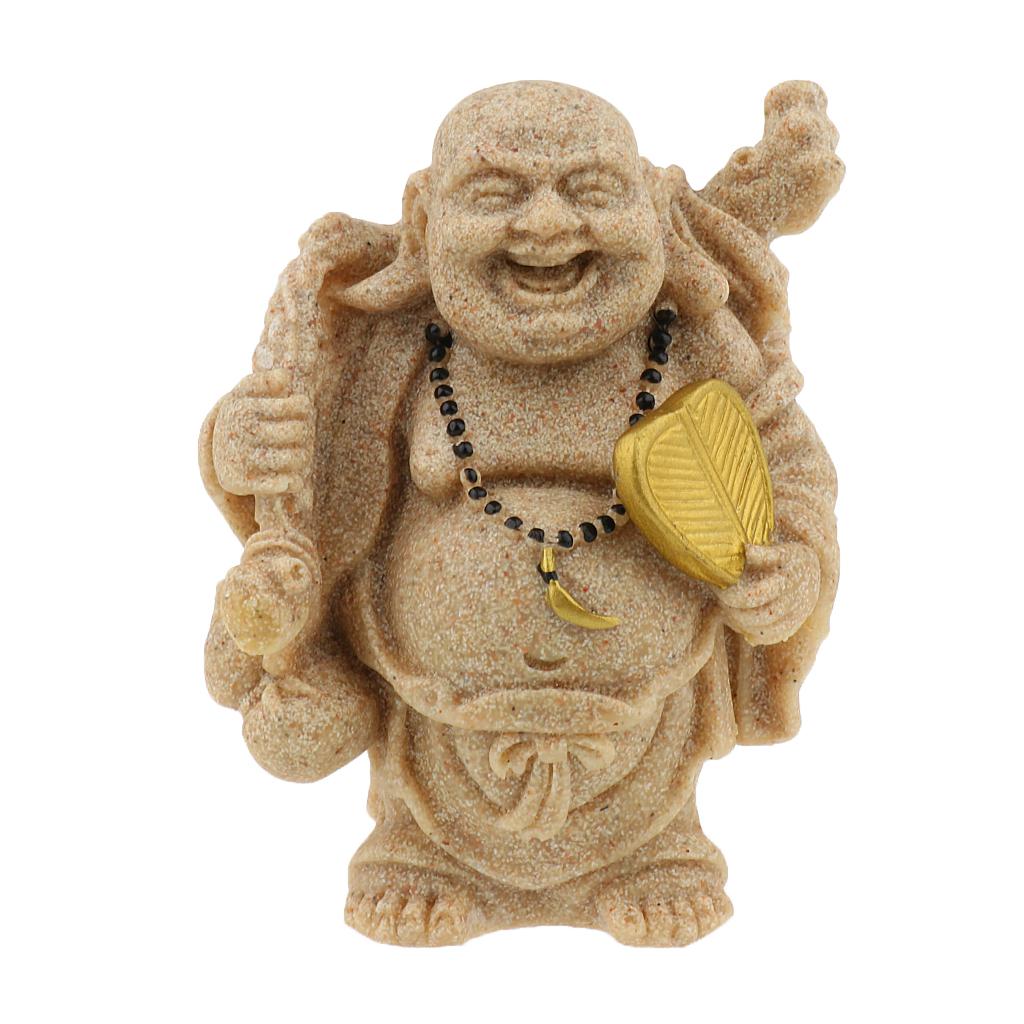 Generic Sandstone Maitreya Happy Smile Buddha Statue Sculpture Hand Carved Figurine