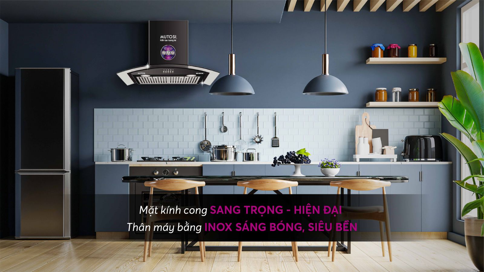 Máy Hút Mùi Kính Cong Mutosi MH-55B-70C - Công nghệ nhật bản - Hàng chính hãng