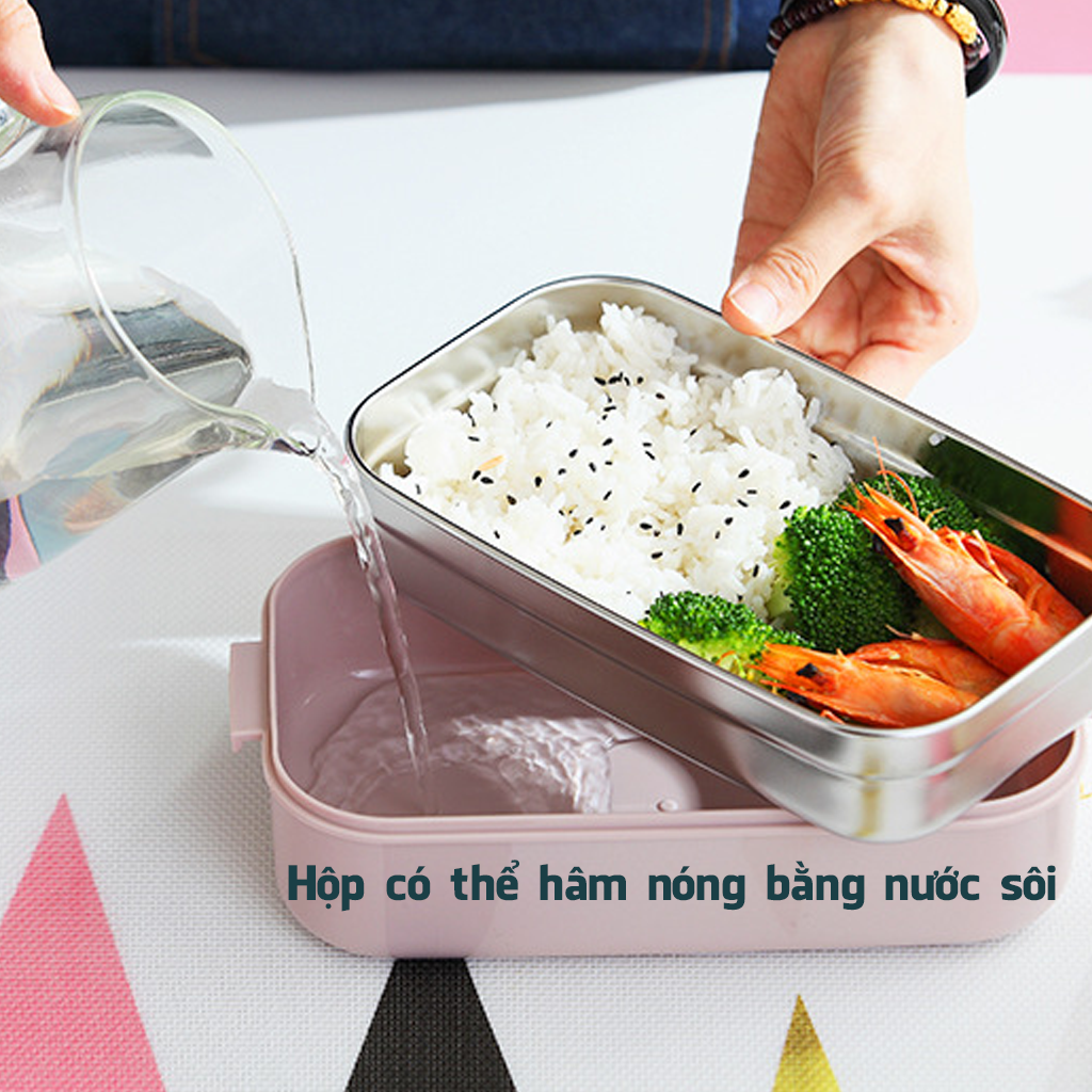 Hộp Đựng Cơm Văn Phòng 2 Tầng Lõi Rời Bằng Inox 304 Dung Tích 1600ml Thiết Kế Hiện Đại HC01