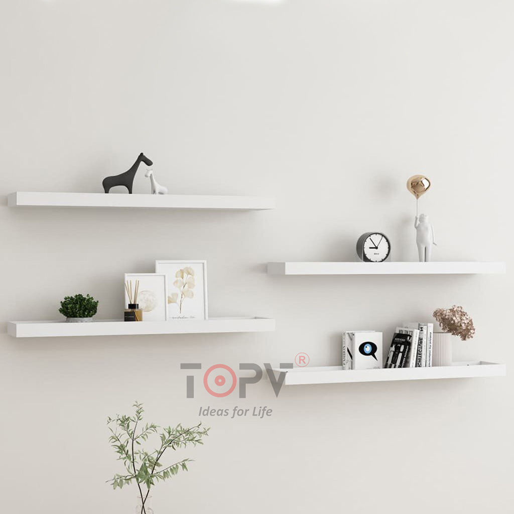 Kệ gỗ treo tường decor giá trang trí bằng thanh gỗ ngang gắn tường mini phòng khách phòng ngủ