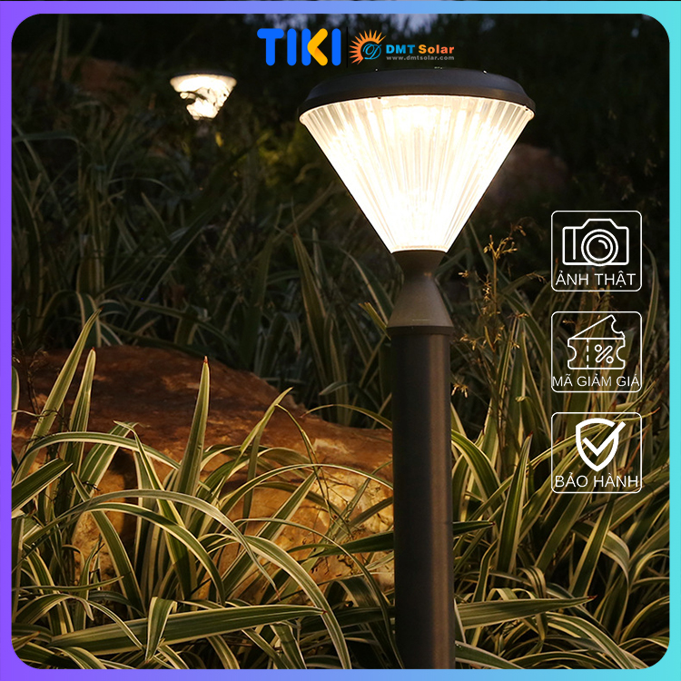 Đèn trụ sân vườn kim cương năng lượng mặt trời cao 50-75cm TS07D tích hợp 2 màu ánh sáng trắng/vàng