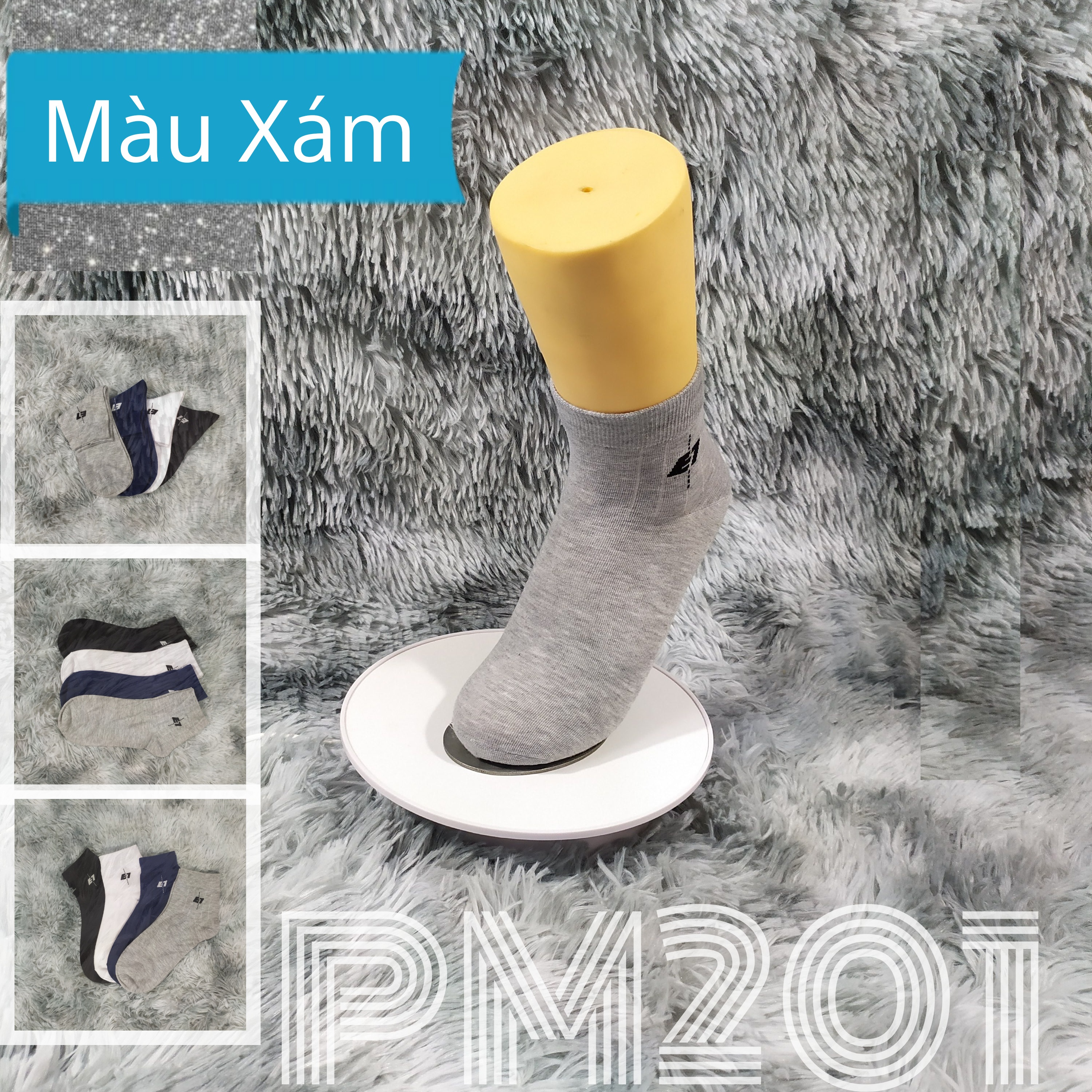 Hình ảnh Tất Vớ nam cổ trung trơn AS-PM201. 4 màu: Trắng, đen, xanh, xám. dày dặn, mềm mại, kháng khuẩn khử mùi, không hôi chân.