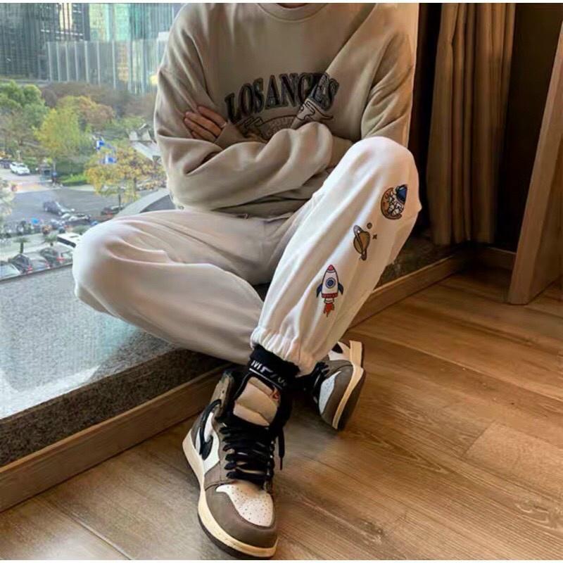 Quần Nỉ Jogger Ống Suông Hoạ Tiết Hoạt Hình Ulzzang Nam Nữ Unisex - thoitrangteenthienha